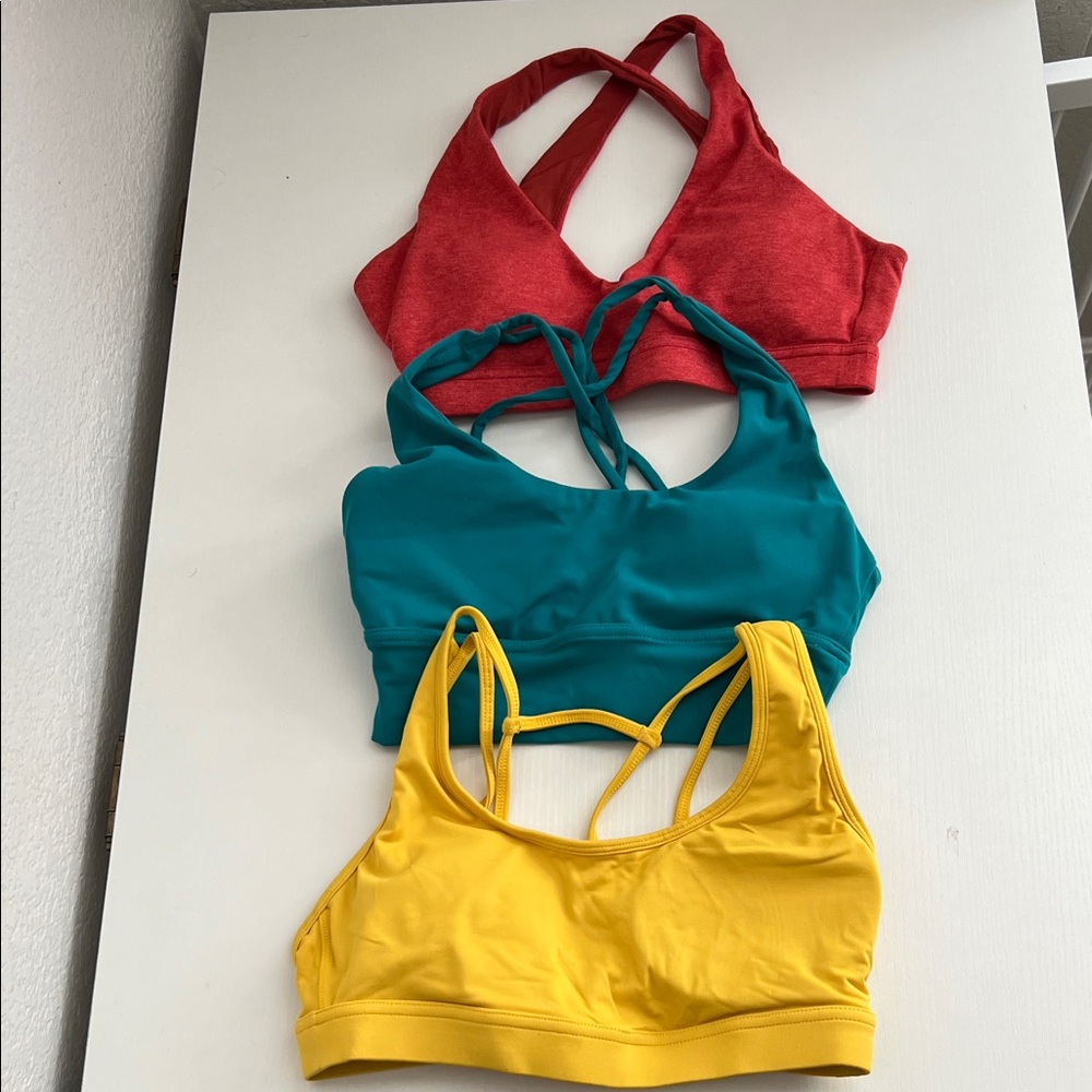 Set of 3 Ptula Bras in Red, Teal, and Yellow
